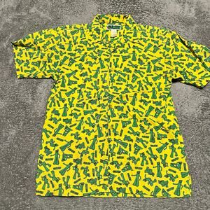 Gumby Vintage Button Down Shirt Mens Small Yellow Green *flaw